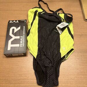 Tyr Viper Diamond Female Performance Swimwear FL Yellow Size 36 Brand New